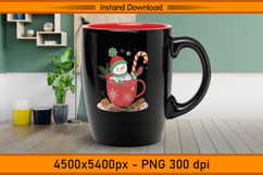 Adorable Snowman in Red Cup Christmas Candy Cane PNG Product Image 3