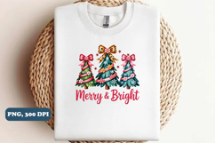 Merry and Bright Christmas Tree Coquette, PNG Sublimation Product Image 4