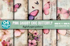 Pink Shabby Chic Butterfly Patterns PNG Product Image 1