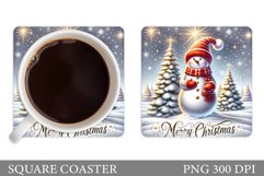 Cute Snowman Coaster Design. Christmas Coaster Sublimation Product Image 1