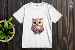 Cute Owl Moon Illustration Clipart Sublimation PNG Product Image 2