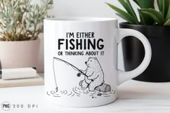 Funny Bear Fishing Cartoon Sublimation PNG Product Image 2