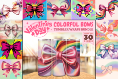 Valentine’s Day Colorful Bows Tumbler Wrap PNG Big Bundle Product Image 1