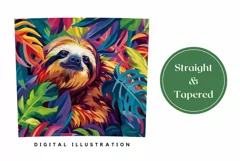 Sloth Tumbler Wrap Design, Tropical Leaves Tumbler Design Product Image 3