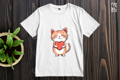 Cute Cats Holding Heart Clipart Sublimation PNG Product Image 2