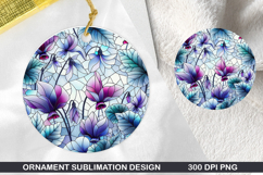 Flower Stained Glass Ornament PNG, Digital Download File Product Image 1