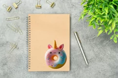 Cute Unicorn Illustration, 3D Donut PNG, 3D Unicorn PNG Product Image 3