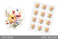 Flowers Sticker Design. Wildflowers Sticker Template Product Image 1