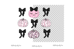 Pink Pumpkin with Black Bow PNG Product Image 3
