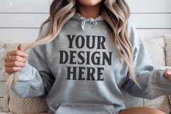 Charcoal Gildan 18500 Hoodie Sweatshirt Mockup, 185 mock up Product Image 1