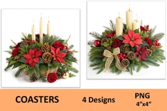 Christmas Coaster/Candle, Plants floral arrangement/PNG Product Image 3