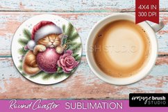 Christmas Animals Round Coaster - Cute Christmas Coaster PNG Product Image 1