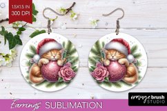 Christmas Animals Round Earrings - Cute Christmas PNG Product Image 1
