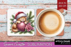 Christmas Animals Square Coaster - Cute Christmas Coaster Product Image 1