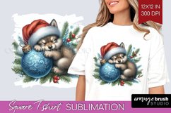 Christmas Animals Square Tshirt Background - Cute Christmas Product Image 1