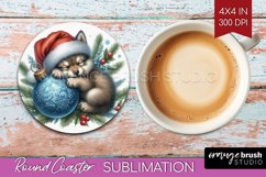 Christmas Animals Round Coaster - Cute Christmas Coaster PNG Product Image 1