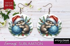 Christmas Animals Round Earrings - Cute Christmas PNG Product Image 1