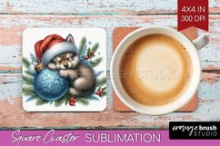 Christmas Animals Square Coaster - Cute Christmas Coaster Product Image 1