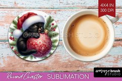Christmas Animals Round Coaster - Cute Christmas Coaster PNG Product Image 1