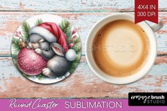 Christmas Animals Round Coaster - Cute Christmas Coaster PNG Product Image 1