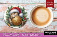 Christmas Animals Round Coaster - Cute Christmas Coaster PNG Product Image 1