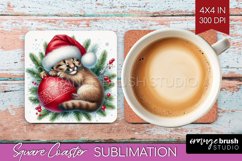 Christmas Animals Square Coaster - Cute Christmas Coaster Product Image 1