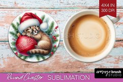 Christmas Animals Round Coaster - Cute Christmas Coaster PNG Product Image 1