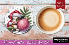 Christmas Animals Round Coaster - Cute Christmas Coaster PNG Product Image 1