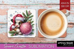 Christmas Animals Square Coaster - Cute Christmas Coaster Product Image 1