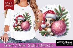 Christmas Animals Round Tshirt Background - Cute Christmas Product Image 1