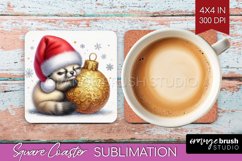 Christmas Animals Square Coaster - Cute Christmas Coaster Product Image 1