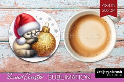 Christmas Animals Round Coaster - Cute Christmas Coaster PNG Product Image 1