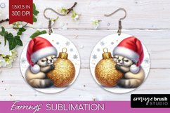 Christmas Animals Round Earrings - Cute Christmas PNG Product Image 1