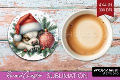 Christmas Animals Round Coaster - Cute Christmas Coaster PNG Product Image 1
