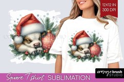 Christmas Animals Square Tshirt Background - Cute Christmas Product Image 1