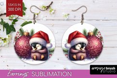 Christmas Animals Round Earrings - Cute Christmas PNG Product Image 1