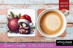 Christmas Animals Square Coaster - Cute Christmas Coaster Product Image 1