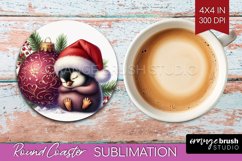Christmas Animals Round Coaster - Cute Christmas Coaster PNG Product Image 1