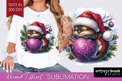 Christmas Animals Round Tshirt Background - Cute Christmas Product Image 1
