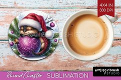 Christmas Animals Round Coaster - Cute Christmas Coaster PNG Product Image 1
