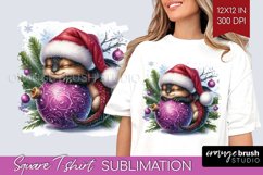 Christmas Animals Square Tshirt Background - Cute Christmas Product Image 1