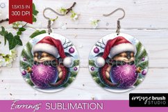 Christmas Animals Round Earrings - Cute Christmas PNG Product Image 1