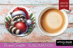 Christmas Animals Round Coaster - Cute Christmas Coaster PNG Product Image 1