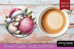 Christmas Animals Round Coaster - Cute Christmas Coaster PNG Product Image 1