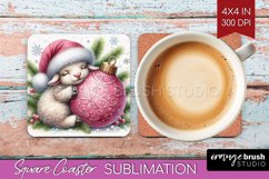 Christmas Animals Square Coaster - Cute Christmas Coaster Product Image 1