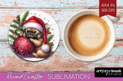 Christmas Animals Round Coaster - Cute Christmas Coaster PNG Product Image 1