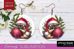 Christmas Animals Round Earrings - Cute Christmas PNG Product Image 1
