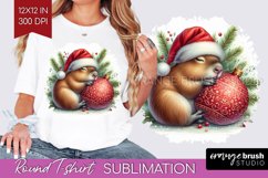 Christmas Animals Round Tshirt Background - Cute Christmas Product Image 1