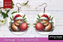 Christmas Animals Round Earrings - Cute Christmas PNG Product Image 1
