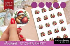 Christmas Animals Round Sticker - Cute Christmas Printable Product Image 1